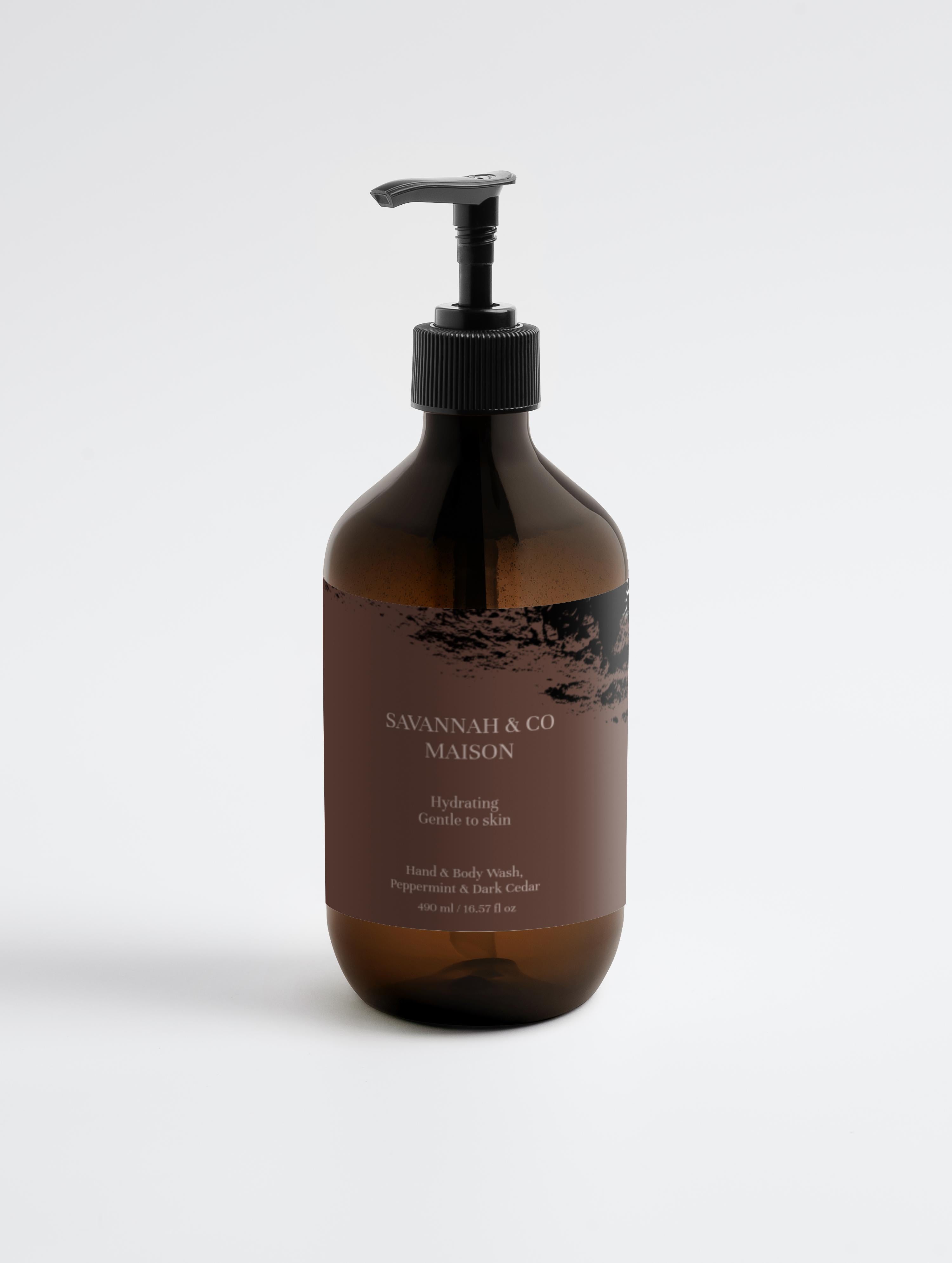Hand & Body Wash, Peppermint & Dark Cedar