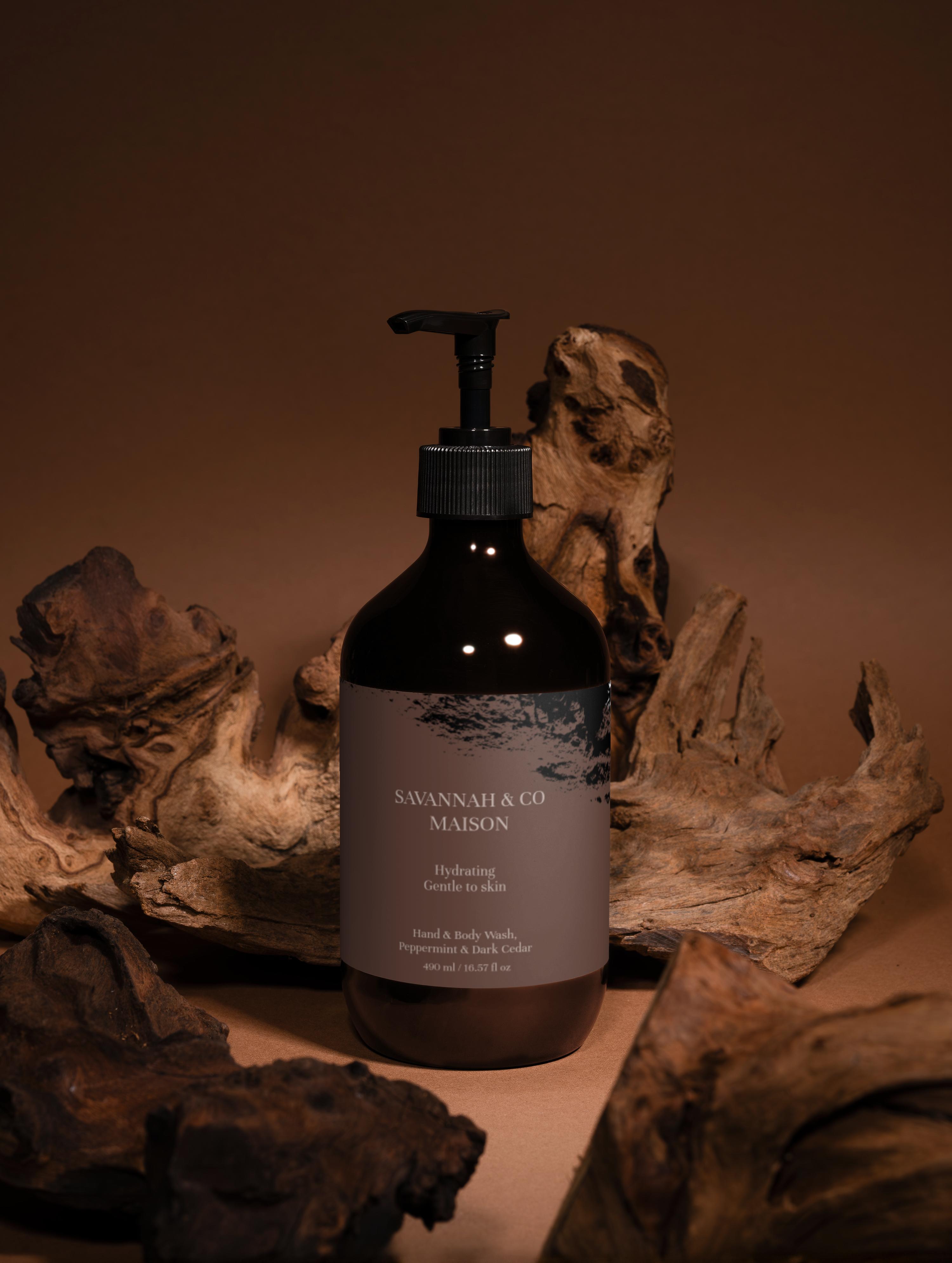Hand & Body Wash, Peppermint & Dark Cedar